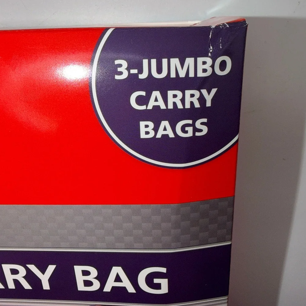 Hefty Jumbo 3 Pack Storage Carry Bags Clear Stand to Pack Home Organization NEW